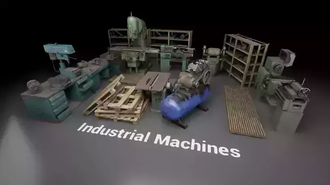 Post Soviet Industrial Machines Low-poly 3D model