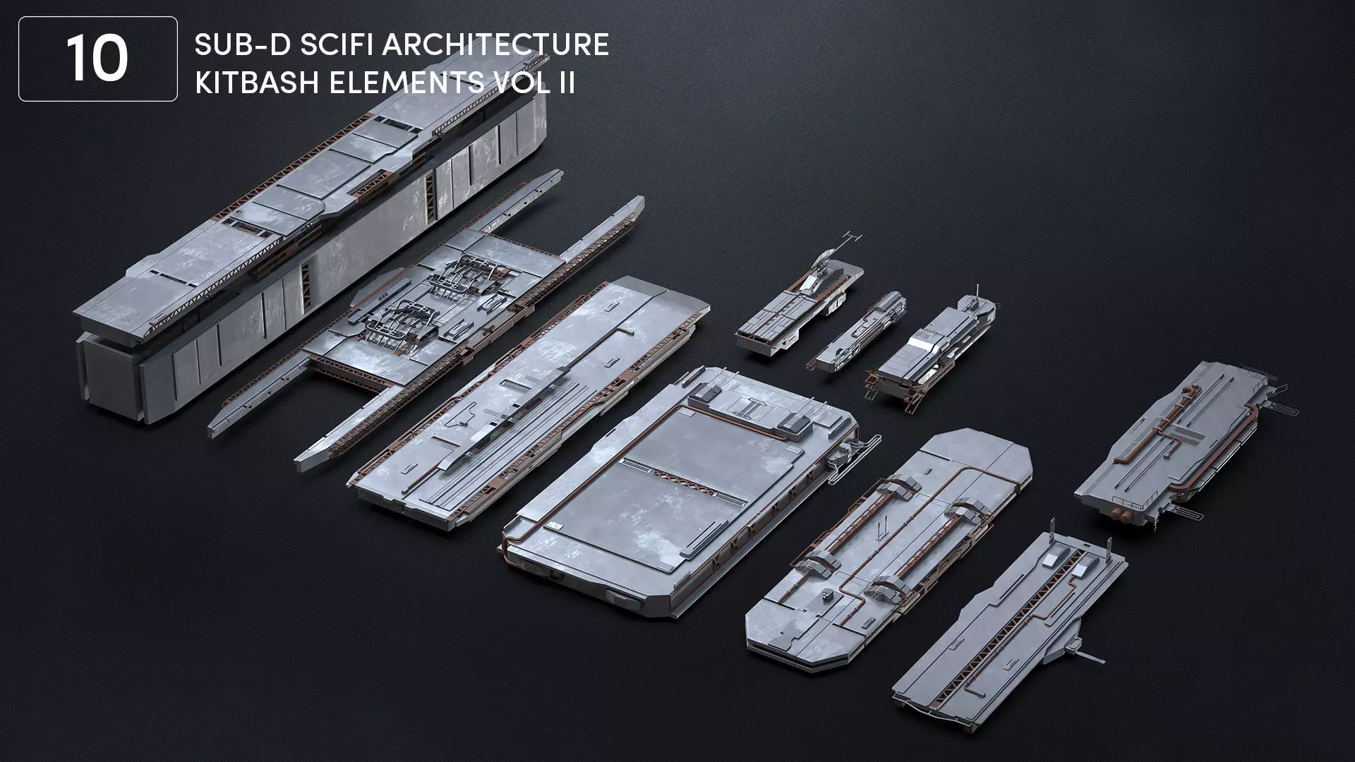 10 SUB-D Scifi Architecture Kitbash Elements Vol II 3D model_0