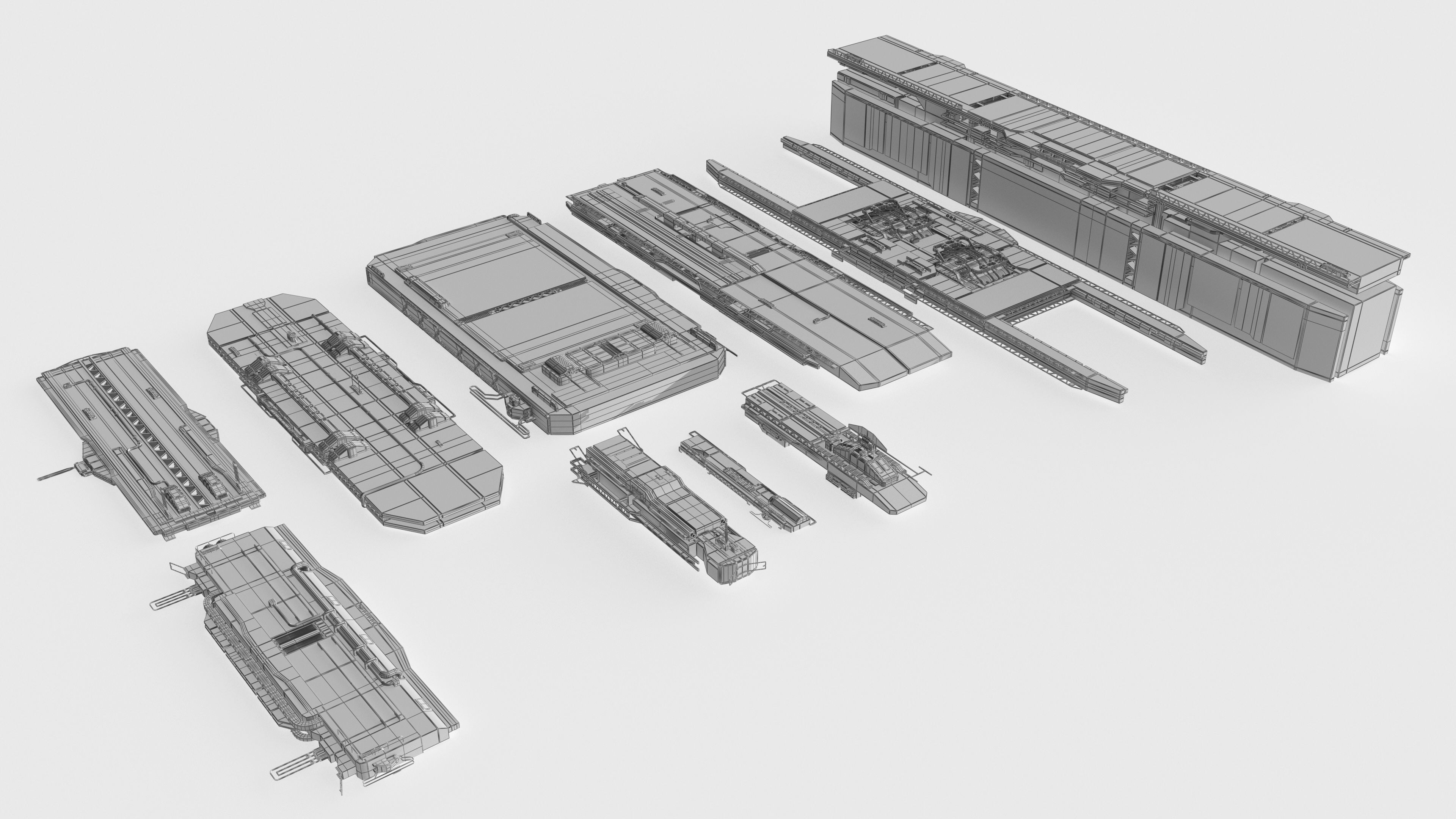 10 SUB-D Scifi Architecture Kitbash Elements Vol II 3D model_1