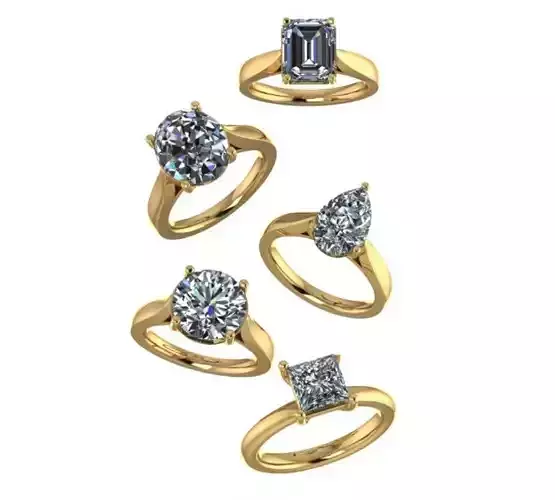 5 Solitaire Ring Collaction - Ready For  Production