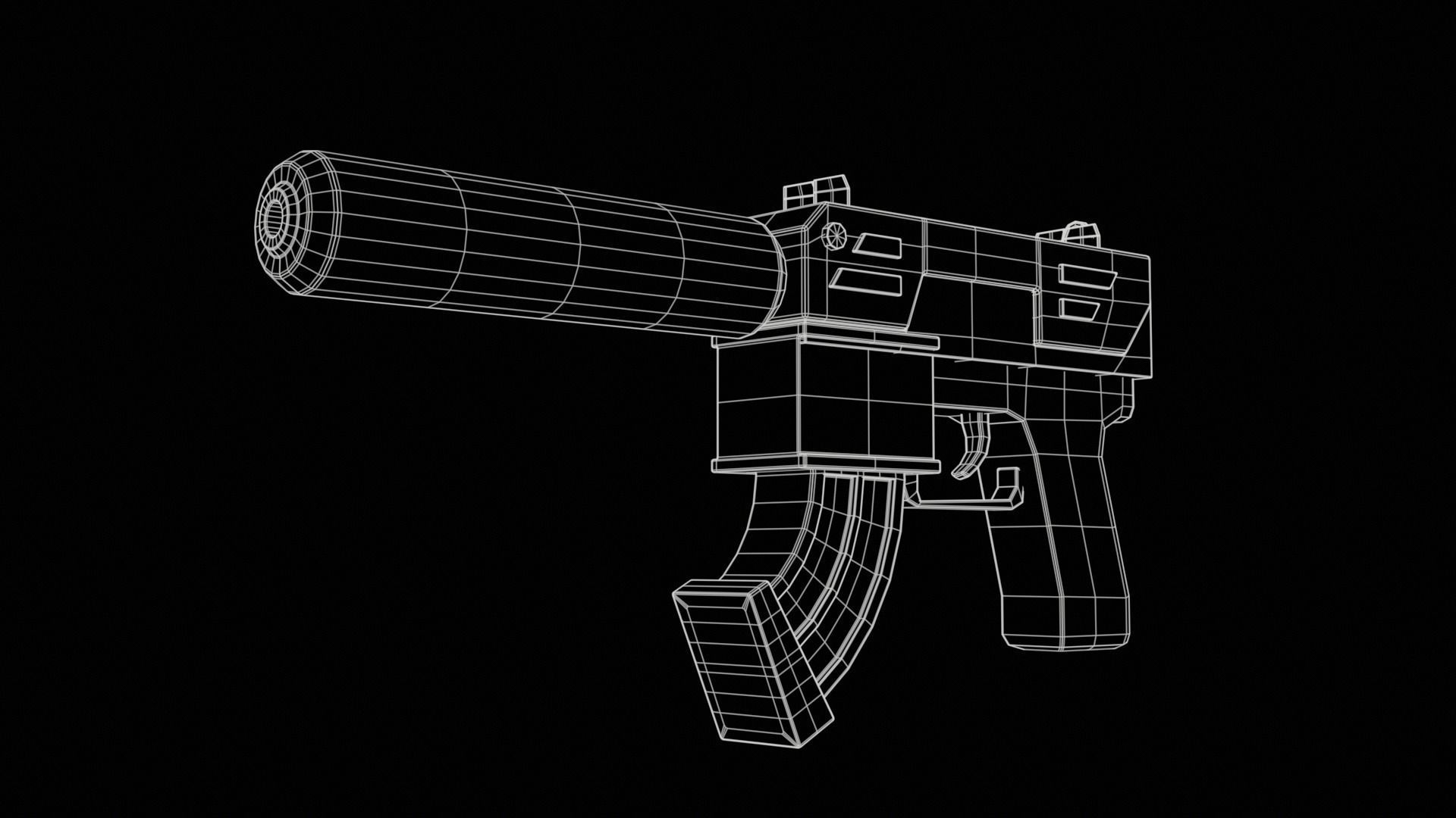 Stylized SMG fun Low-poly 3D model_17