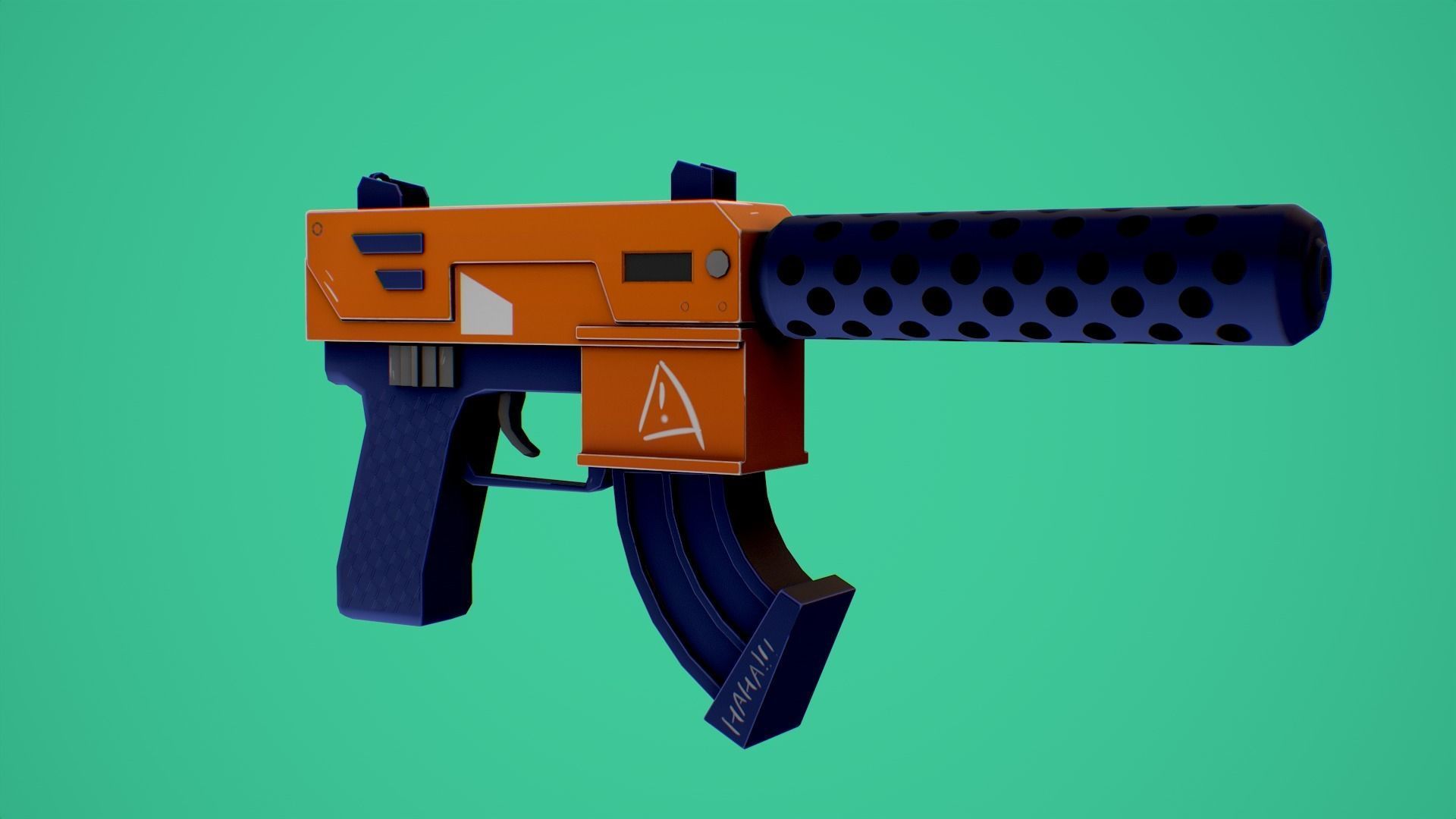 Stylized SMG fun Low-poly 3D model_20