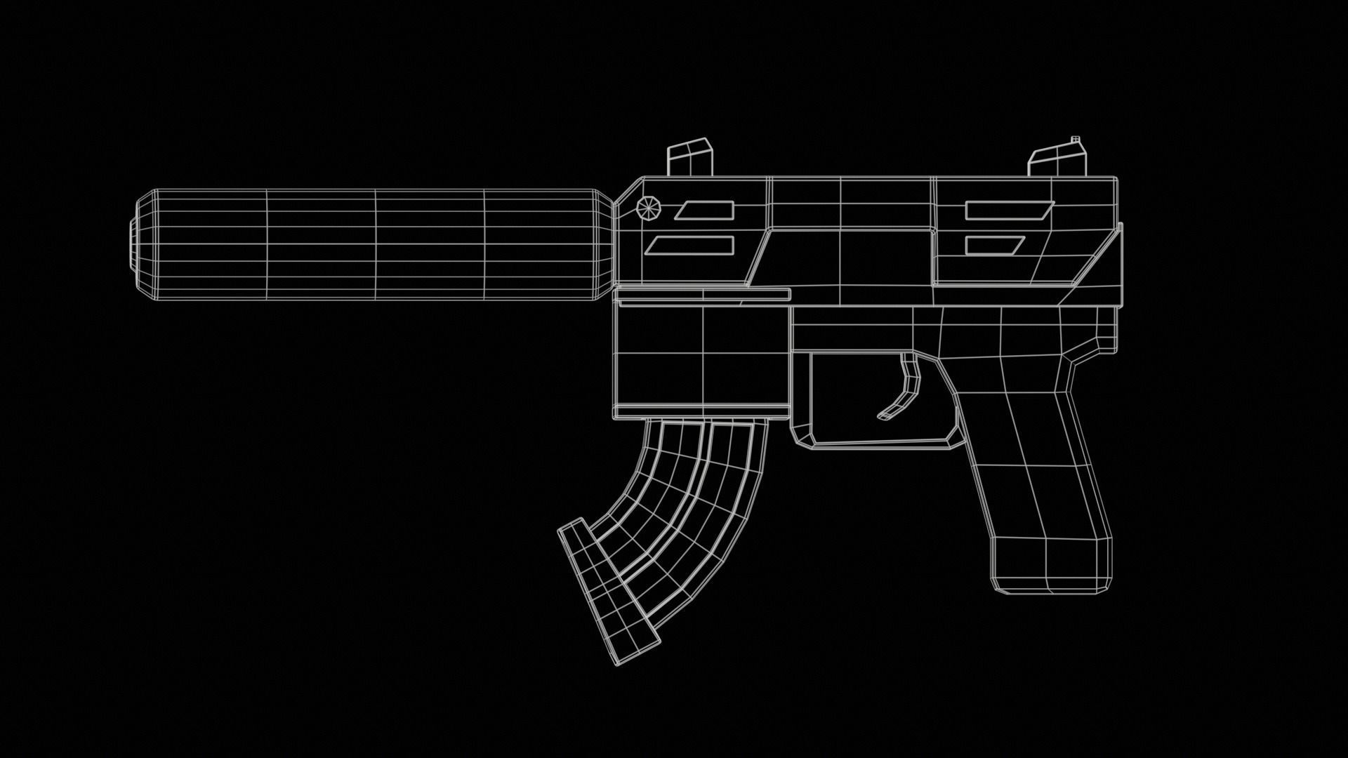 Stylized SMG fun Low-poly 3D model_4