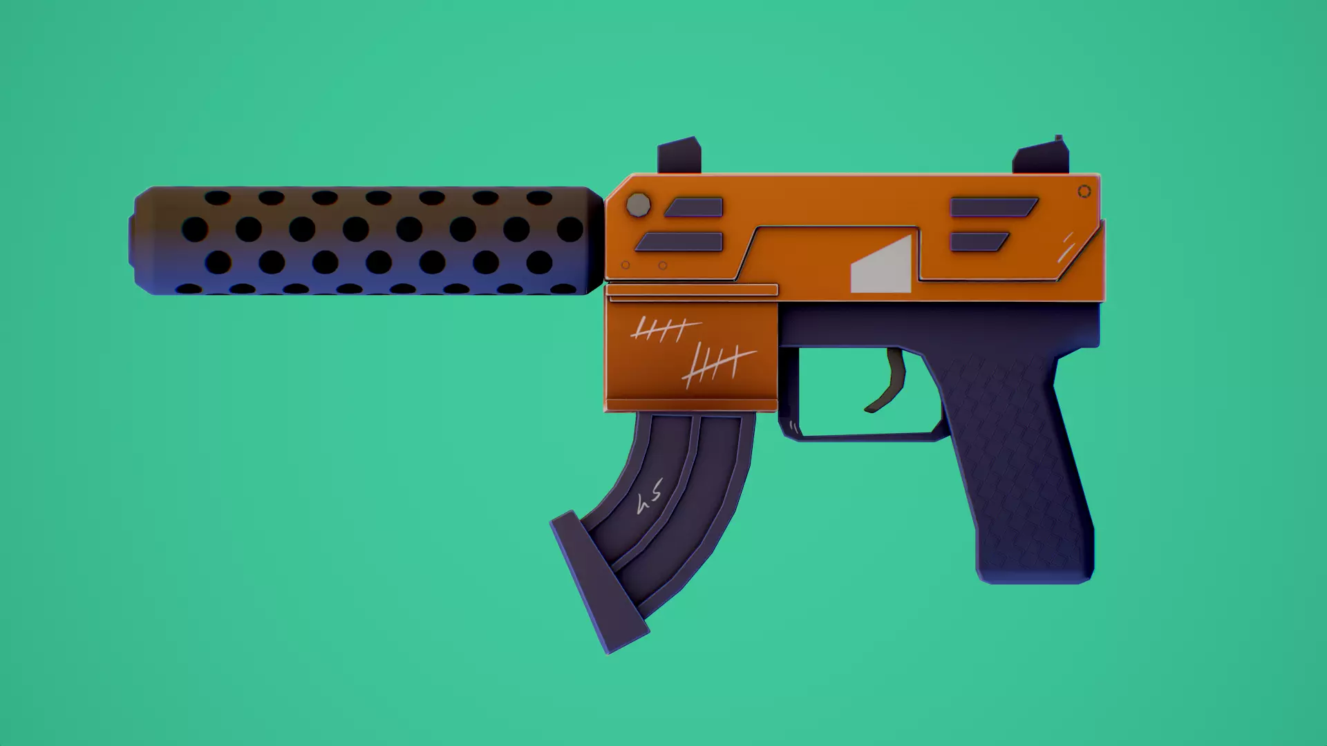 Stylized SMG fun Low-poly 3D model_0