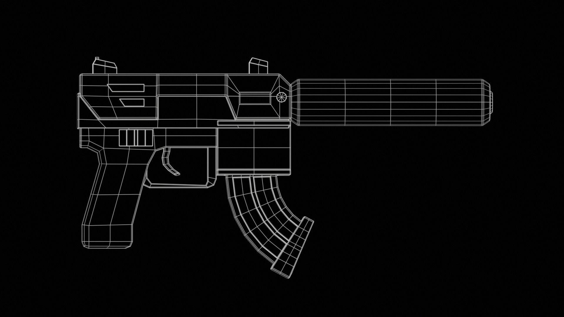 Stylized SMG fun Low-poly 3D model_6