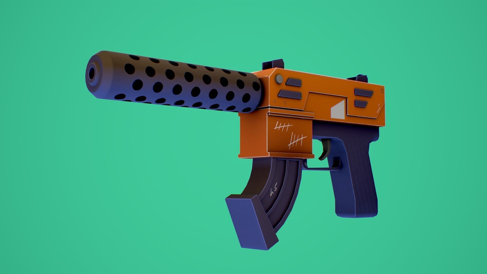Stylized SMG fun Low-poly 3D model_16