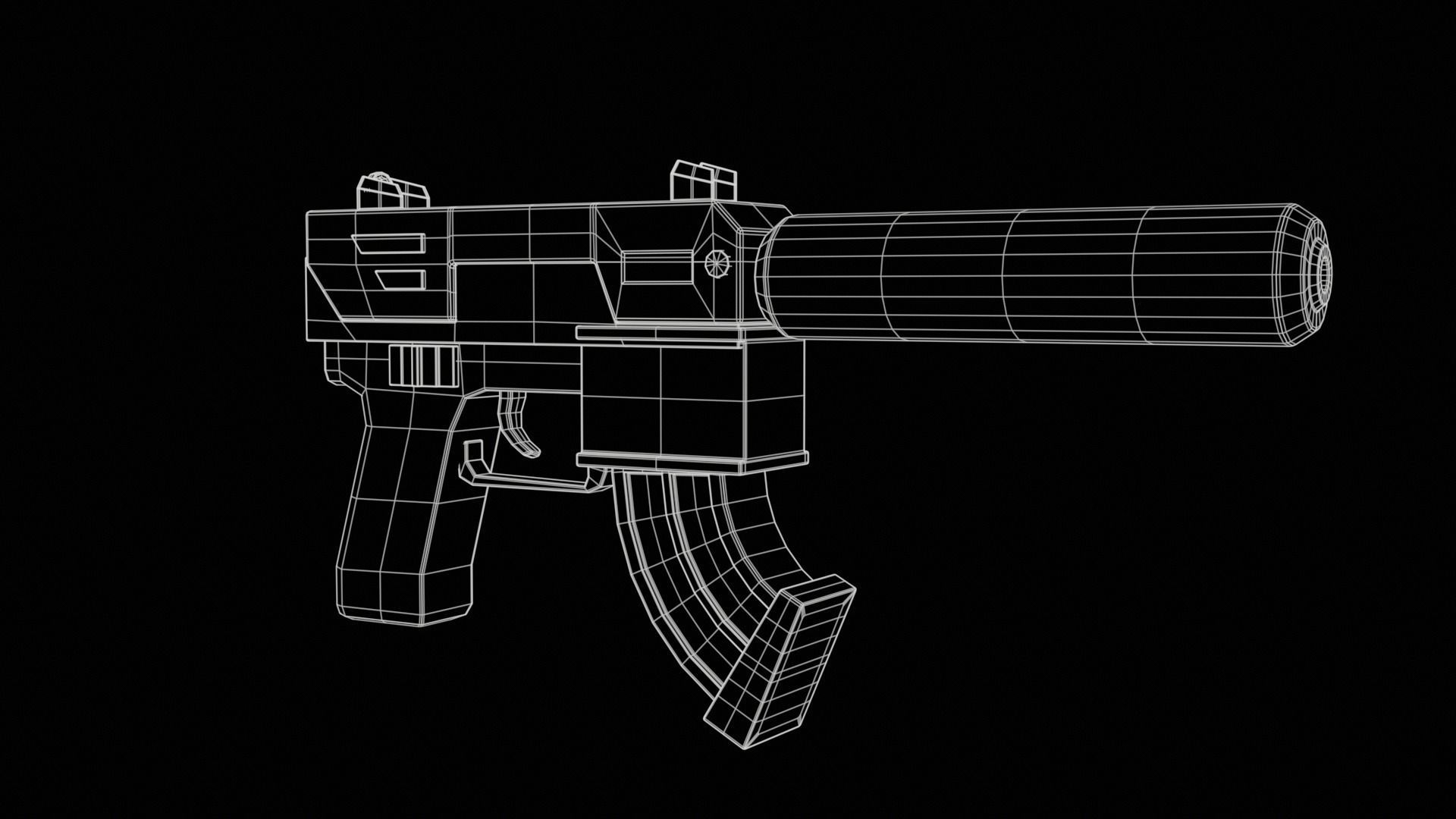 Stylized SMG fun Low-poly 3D model_21