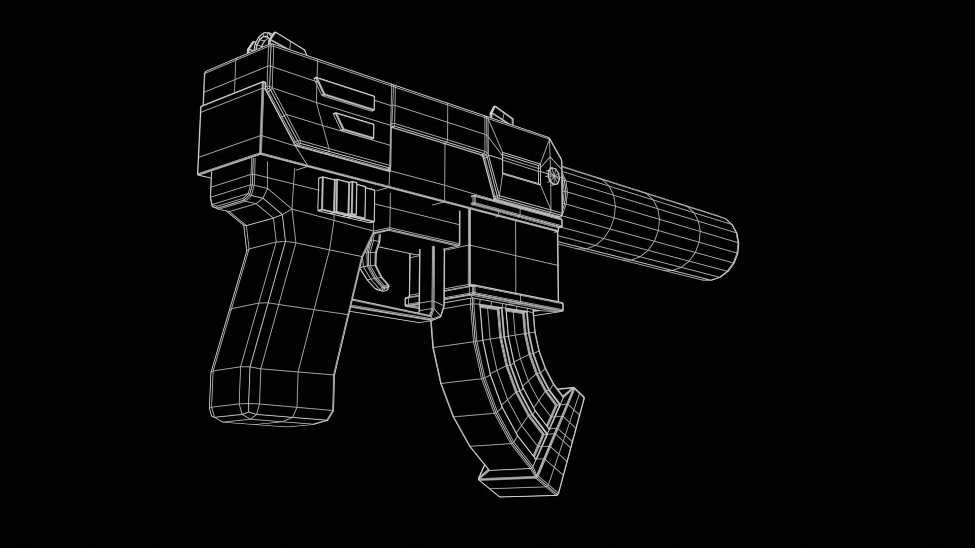 Stylized SMG fun Low-poly 3D model_12