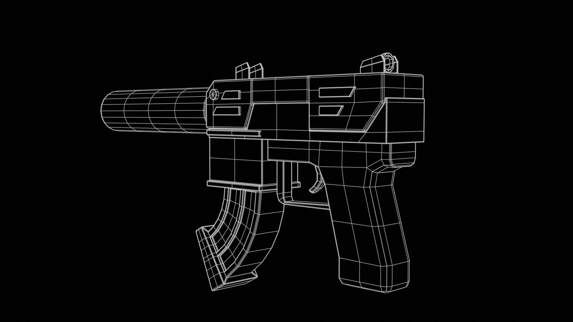 Stylized SMG fun Low-poly 3D model_14