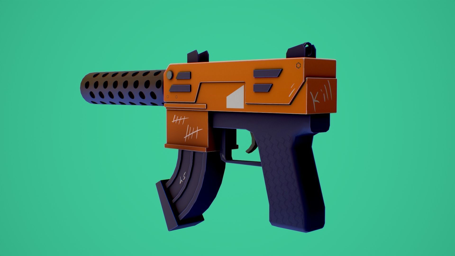 Stylized SMG fun Low-poly 3D model_13