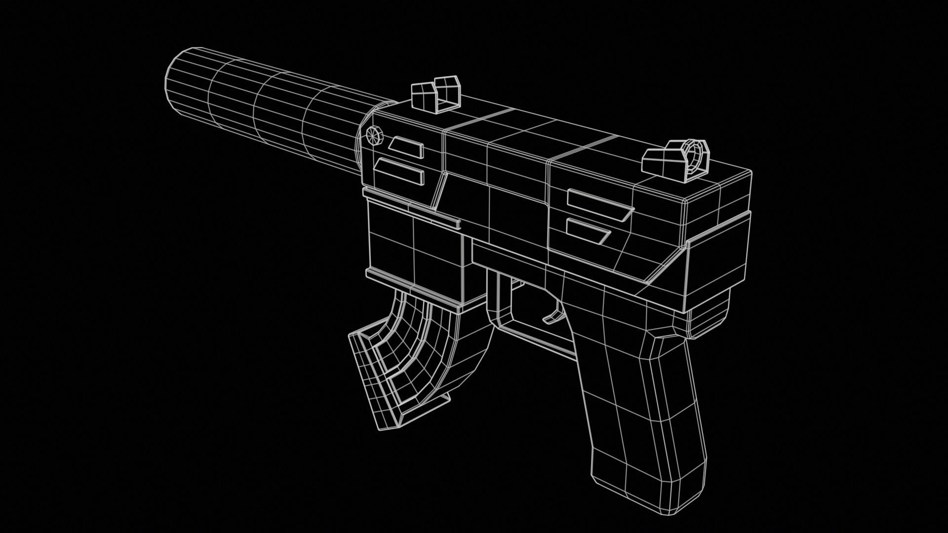 Stylized SMG fun Low-poly 3D model_10