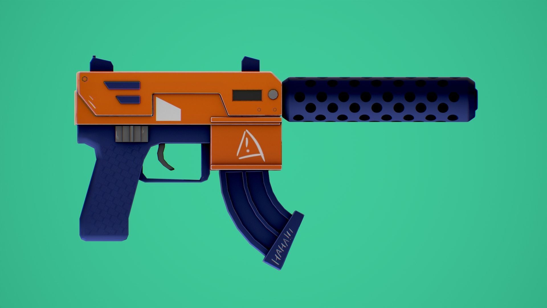 Stylized SMG fun Low-poly 3D model_5