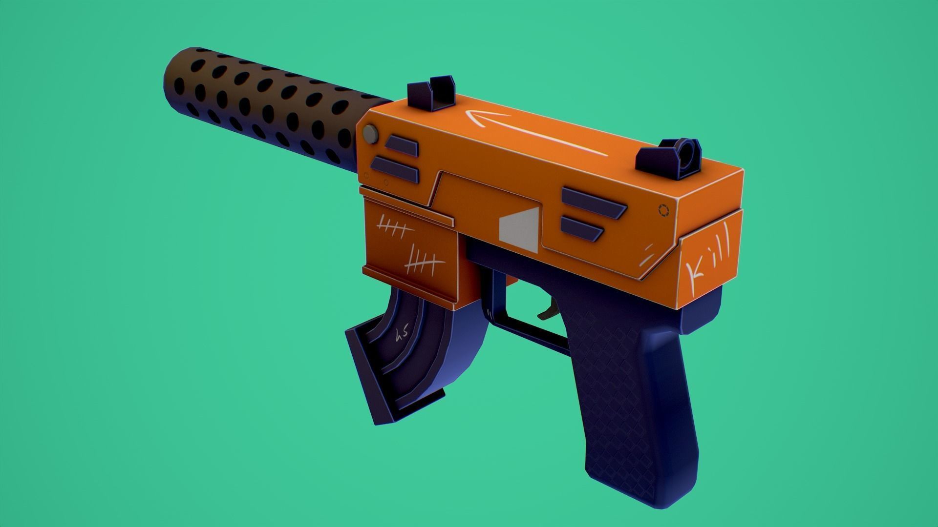 Stylized SMG fun Low-poly 3D model_9