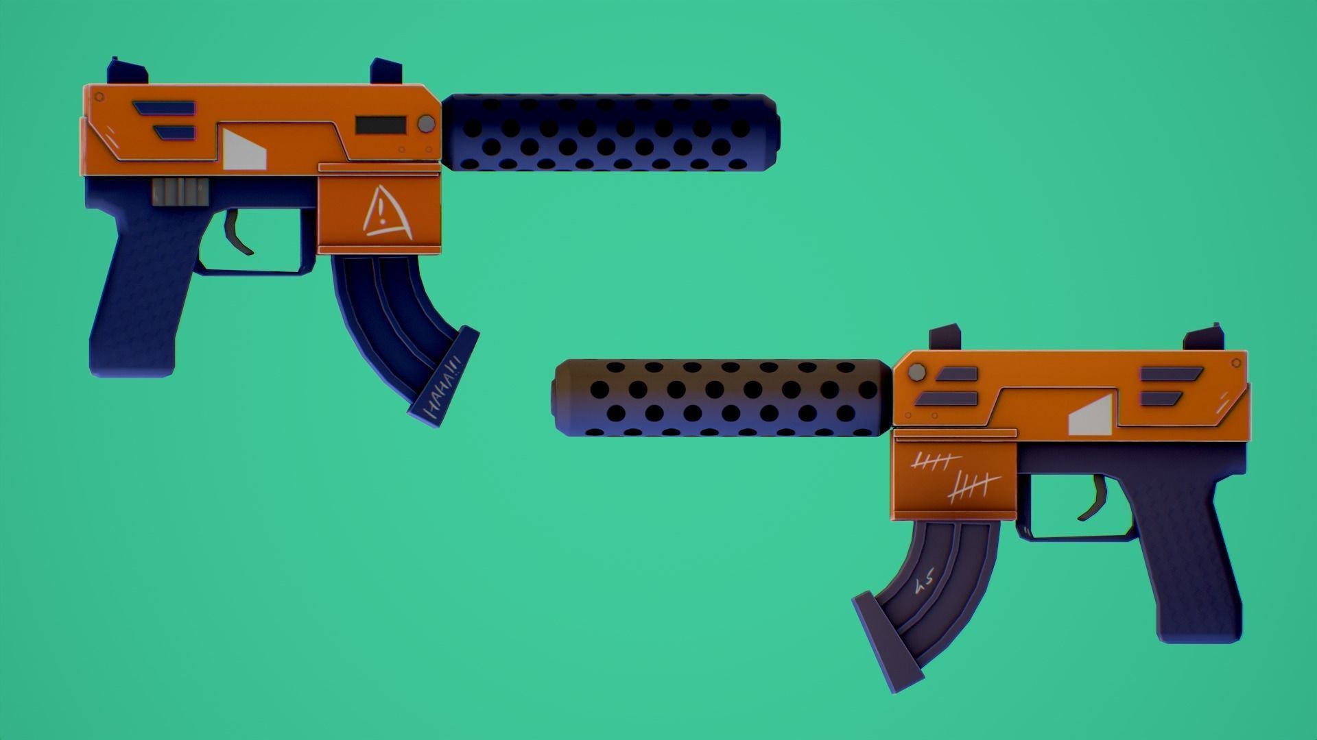 Stylized SMG fun Low-poly 3D model_3