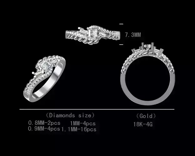 Bridal Diamond Engagement Ring For Women 3D Model