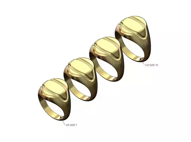 Ellipse carving oval signet ring US sizes 7to10