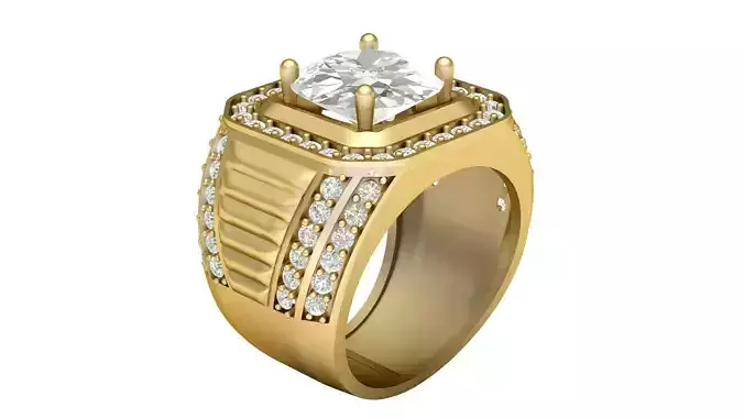 Filigree Diamond Ring for men 3d Printable Model