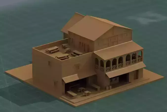 Wargame Scenery Tavern 3D Print Model 3D print model