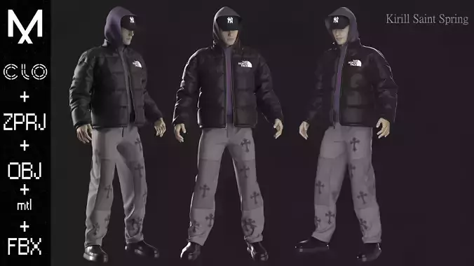 New Outfit Male Marvelous designer Clo3d OBJ mtl FBX ZPRJ