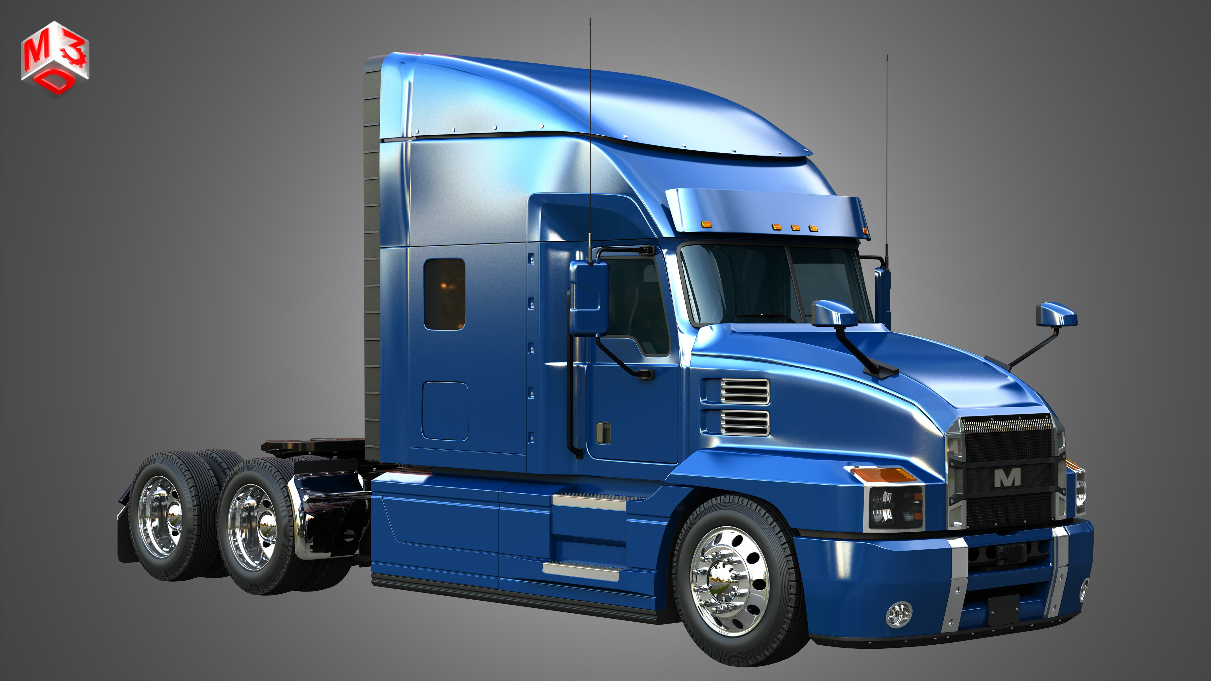 57X Truck - 64T Truck - Ultra Cab Sleeper Semi Trucks 2 in 1 3D Model Collection_6