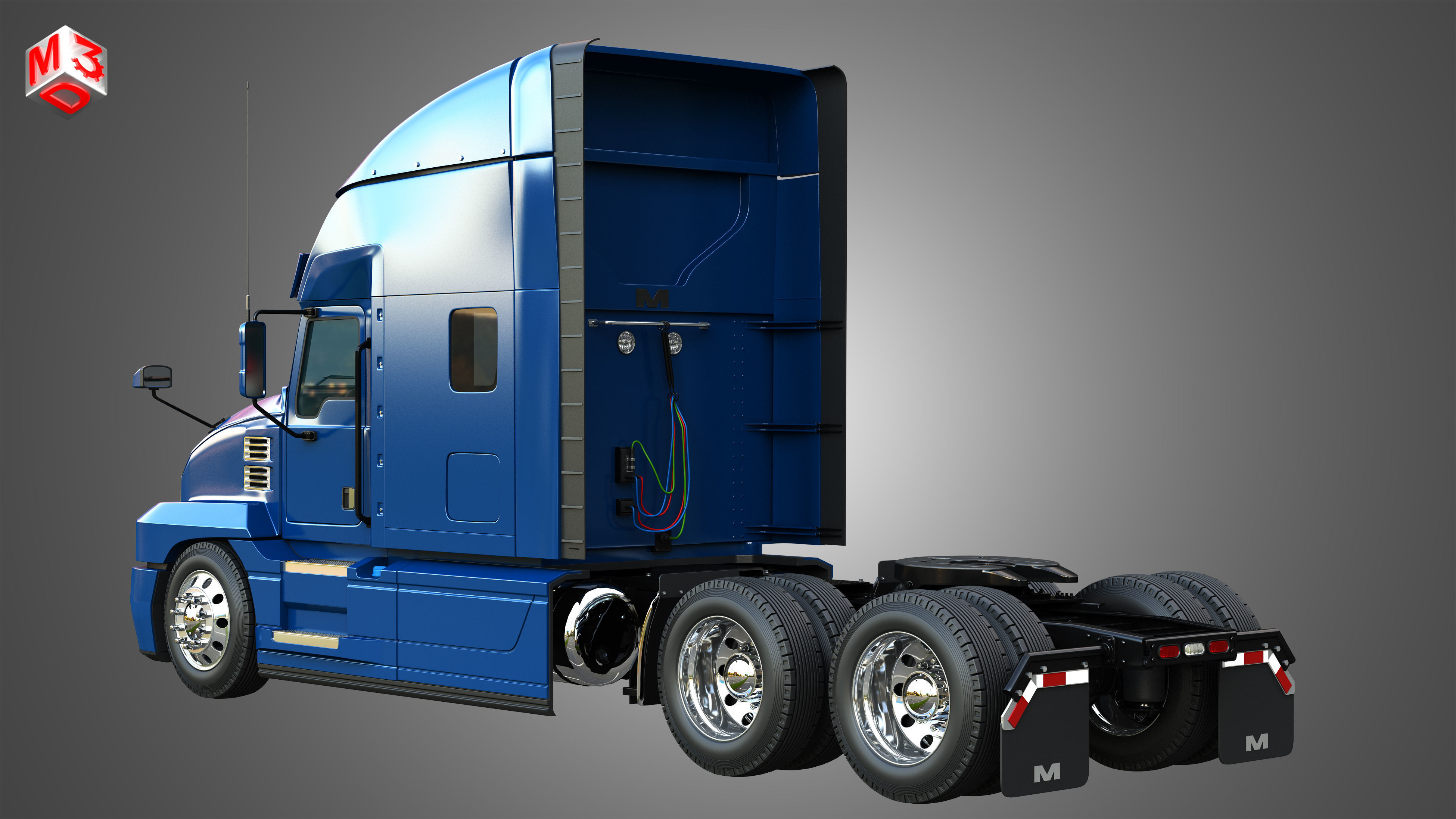 57X Truck - 64T Truck - Ultra Cab Sleeper Semi Trucks 2 in 1 3D Model Collection_8