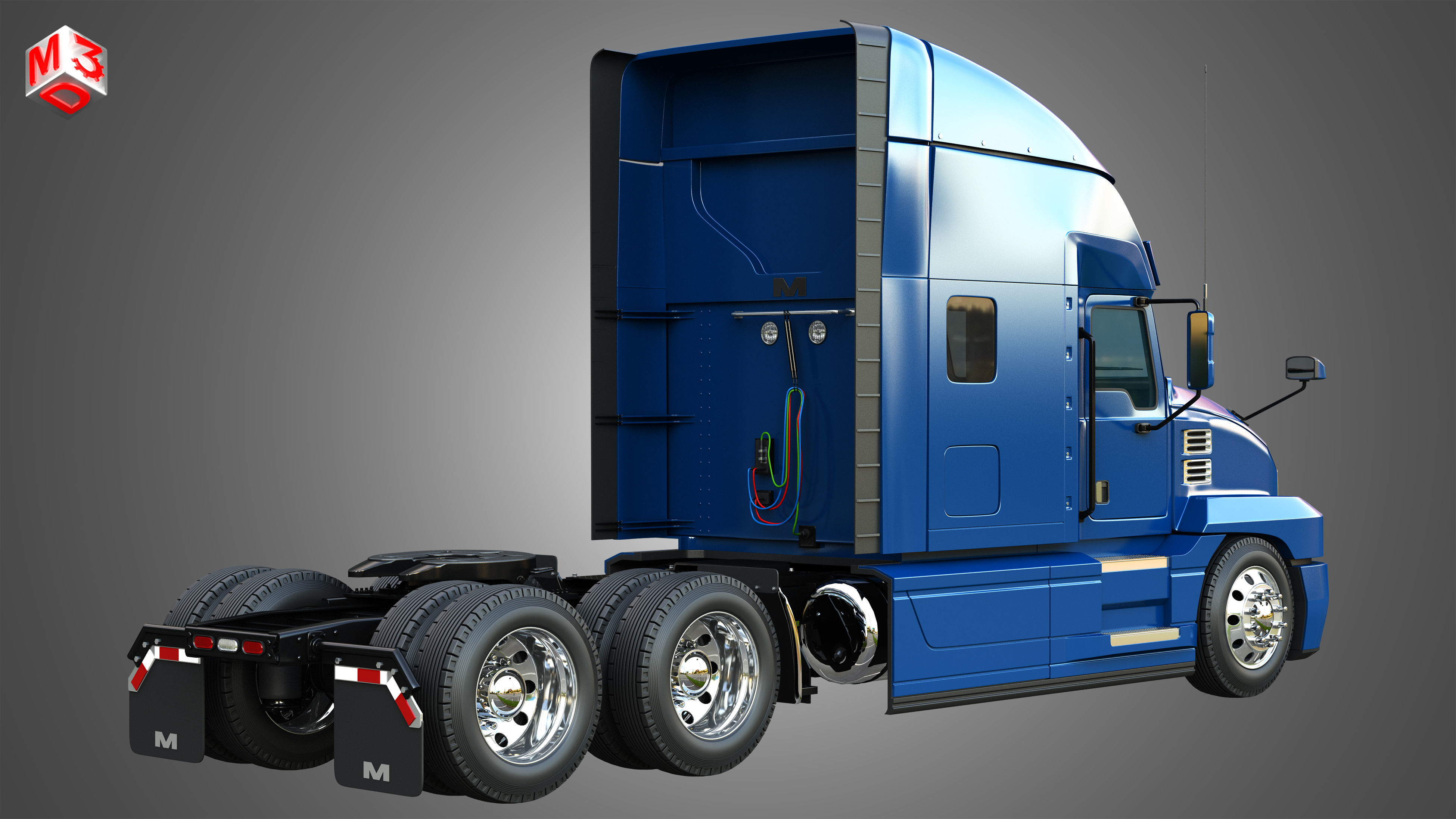 57X Truck - 64T Truck - Ultra Cab Sleeper Semi Trucks 2 in 1 3D Model Collection_4