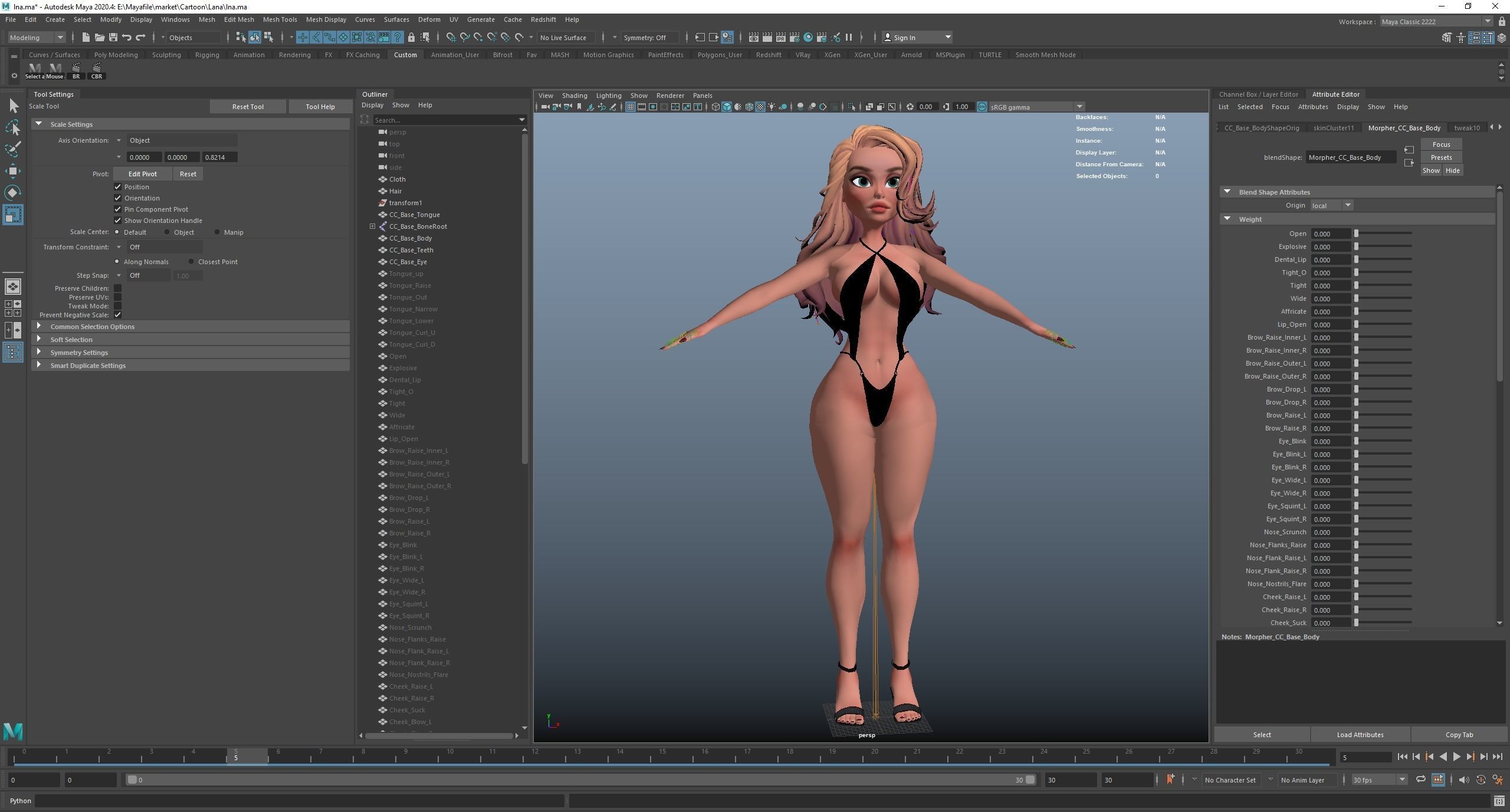 Game Cartoon Sexy Girl Character rigged 3D model_21