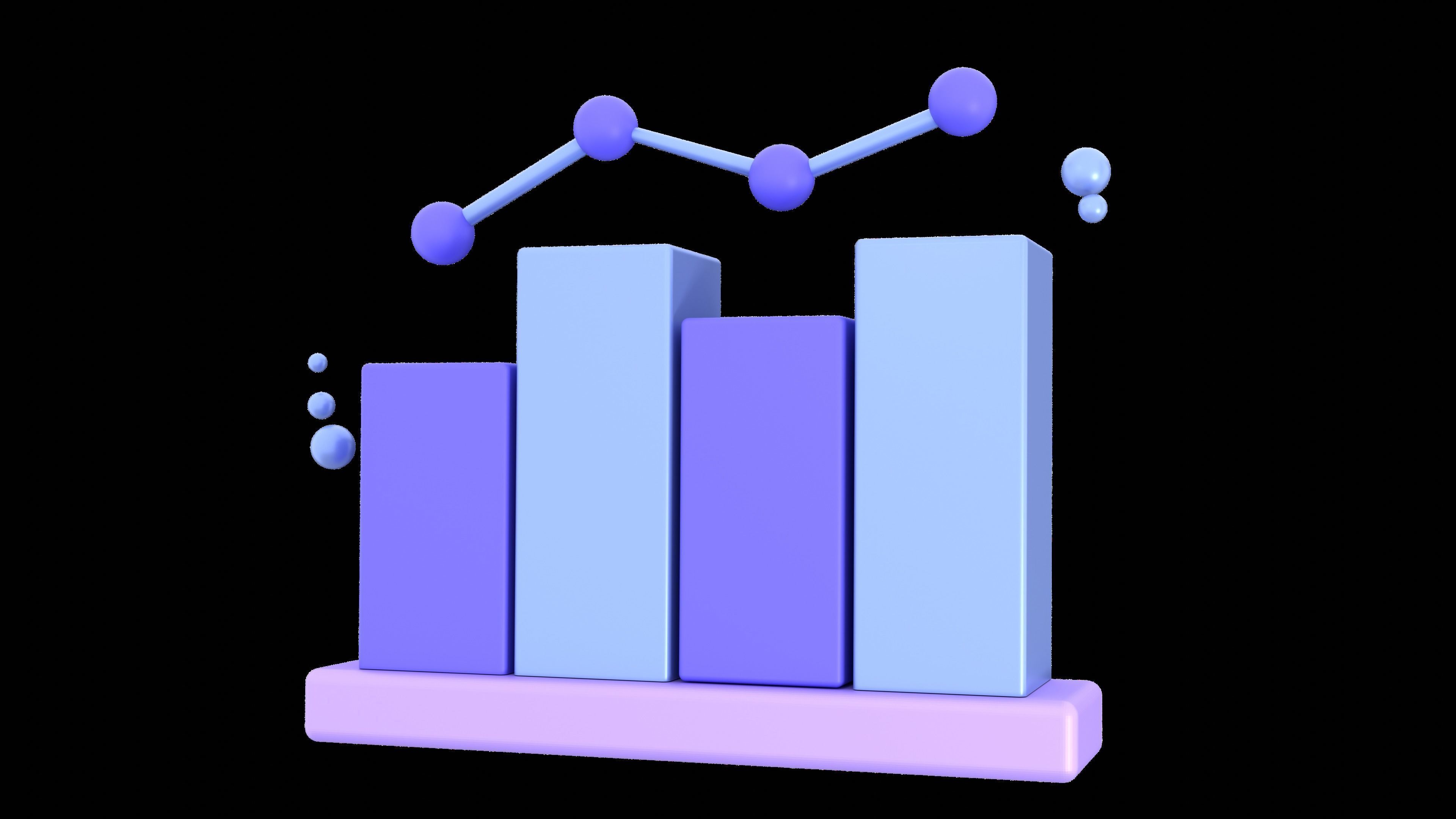  Chart and Statistic 3d Icon set Data icon Model Low-poly model  Low-poly 3D model_1