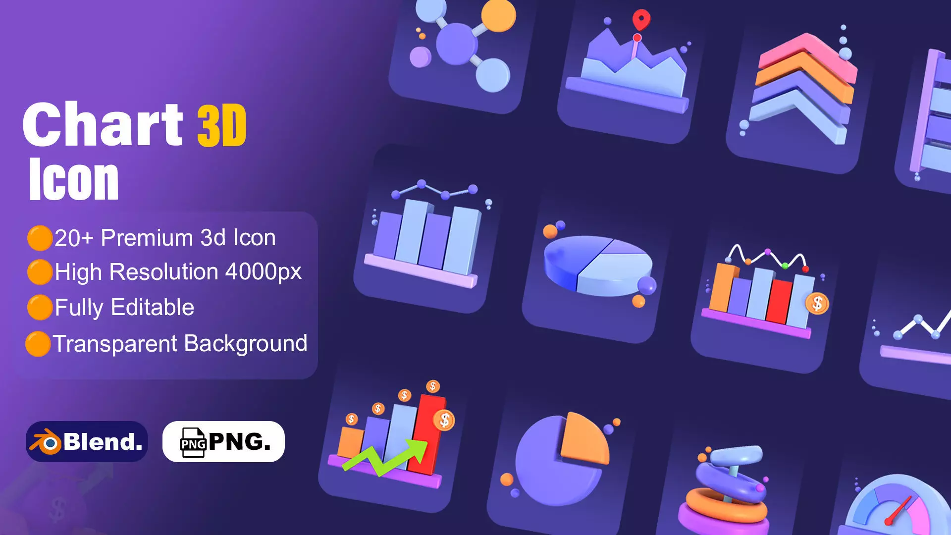  Chart and Statistic 3d Icon set Data icon Model Low-poly model  Low-poly 3D model_0