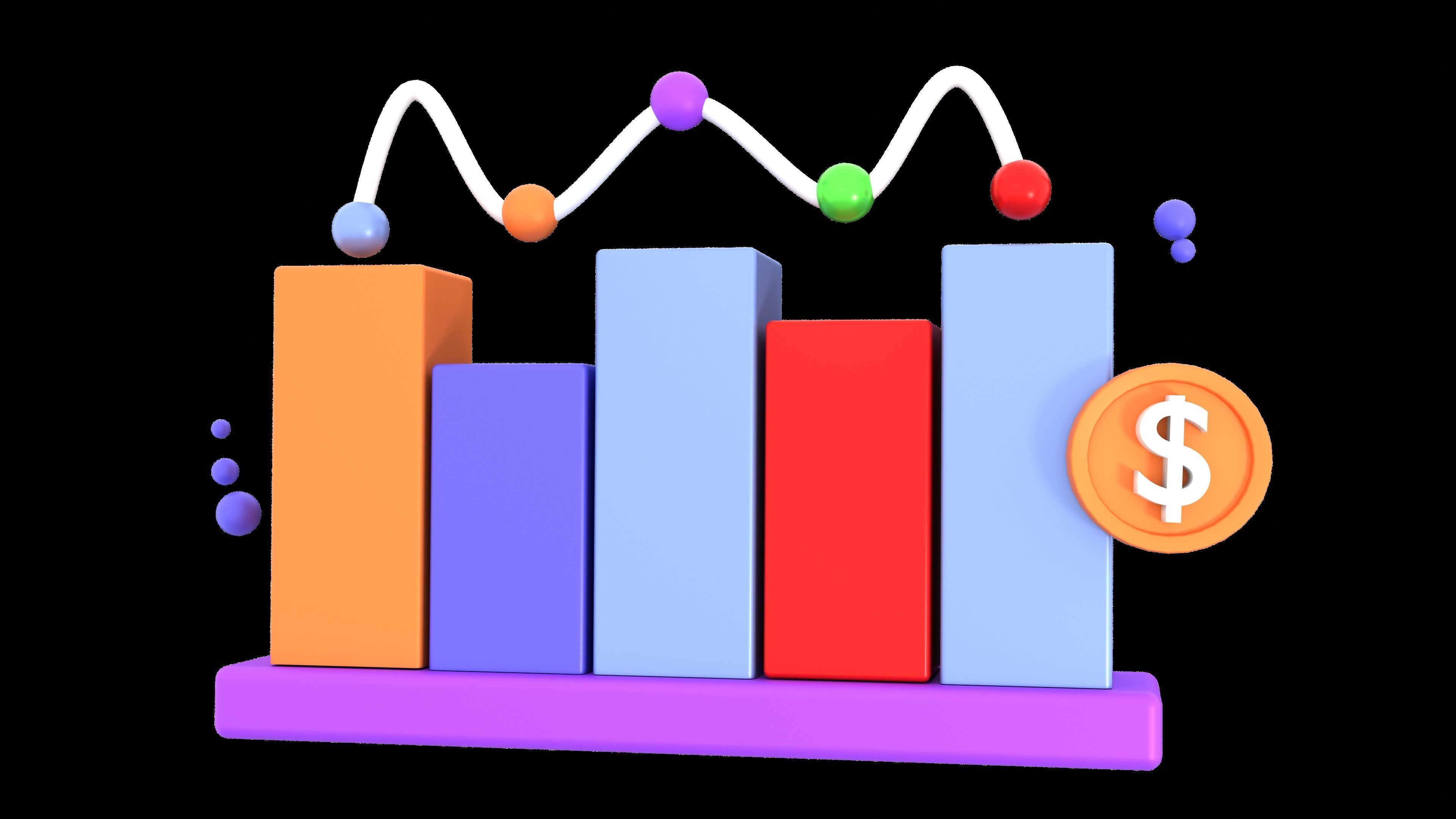  Chart and Statistic 3d Icon set Data icon Model Low-poly model  Low-poly 3D model_6