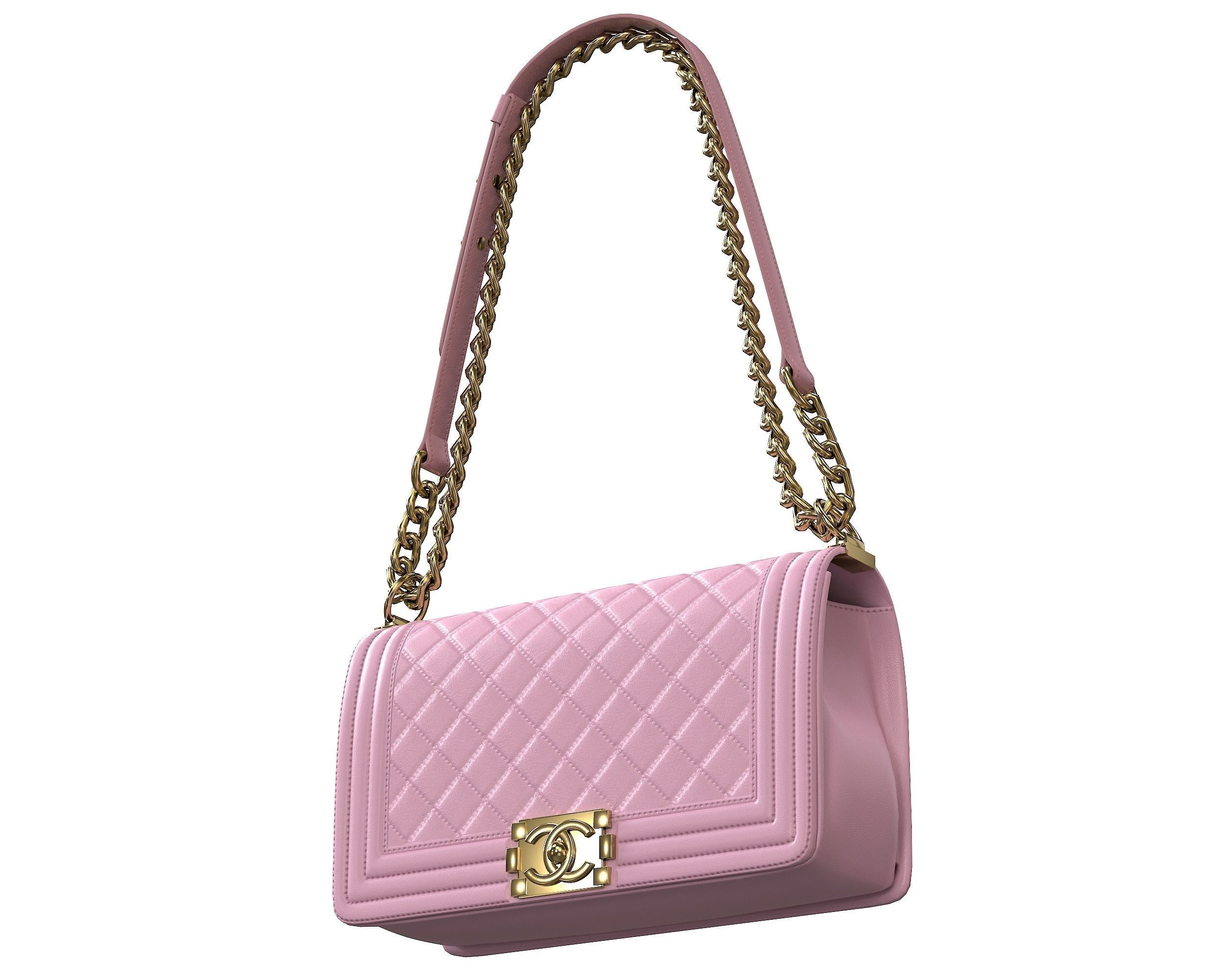 Boy Handbag Pink Leather Low-poly 3D model_1