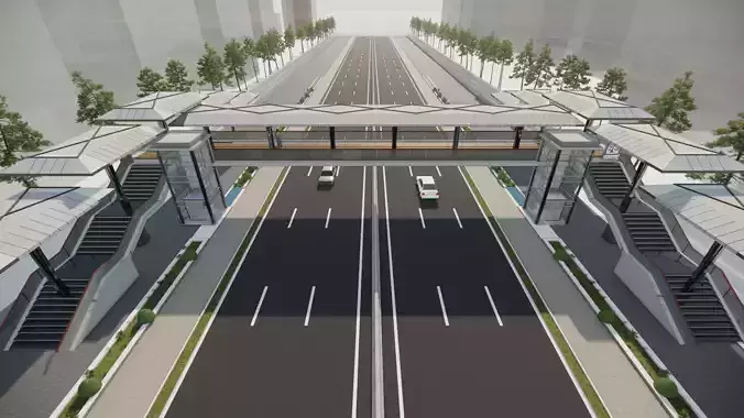 Pedestrian Bridge Project across over 60 feet road Project  3D model