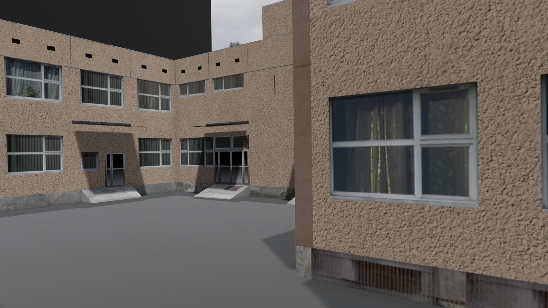 Hospital Building 3D Model Low-poly 3D model_1