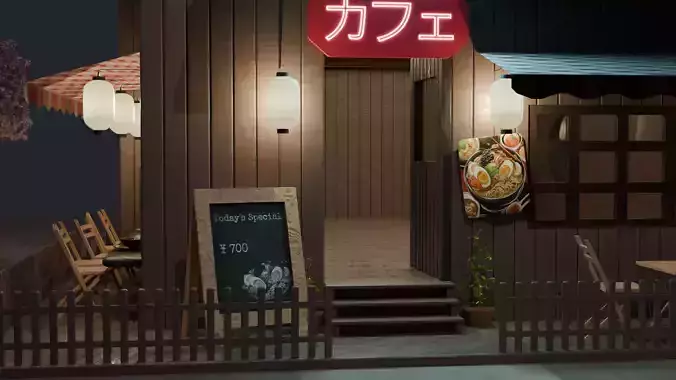 Japanese shop house or Japanese Machiya 3D model