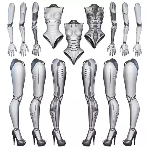 Robot Woman Body Parts - Kitbash 3D model