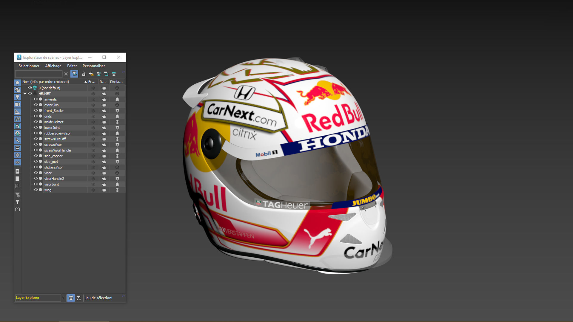 F1 Helmet Verstappen  Low-poly 3D model_3