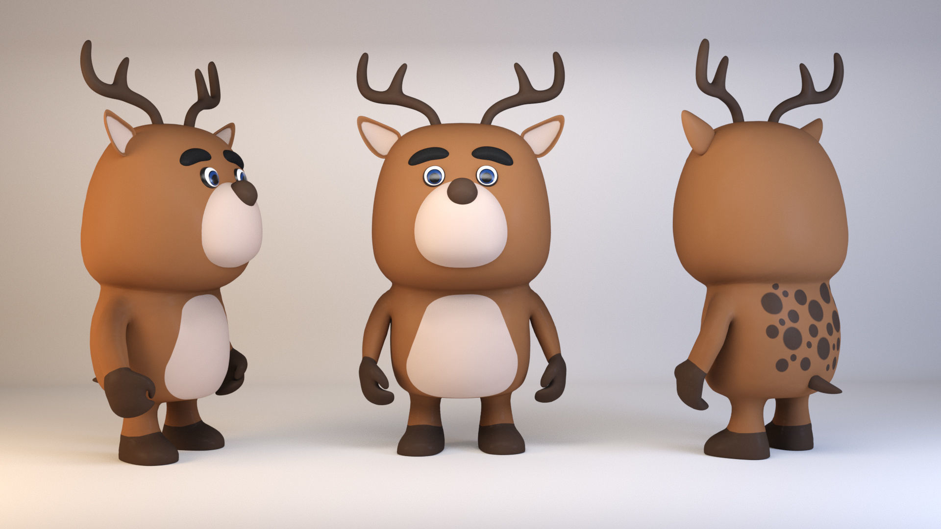 Cartoonish Humanoid Deer Character Low-poly 3D model_6