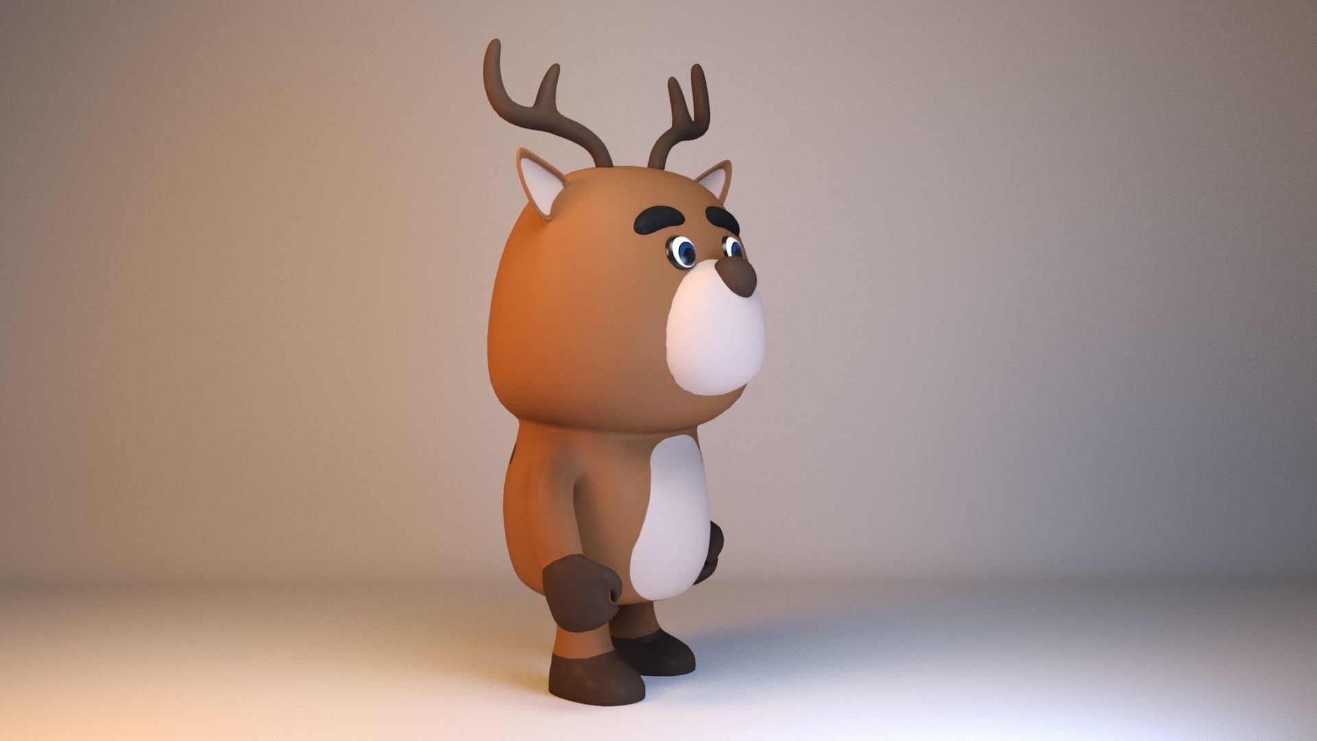 Cartoonish Humanoid Deer Character Low-poly 3D model_2