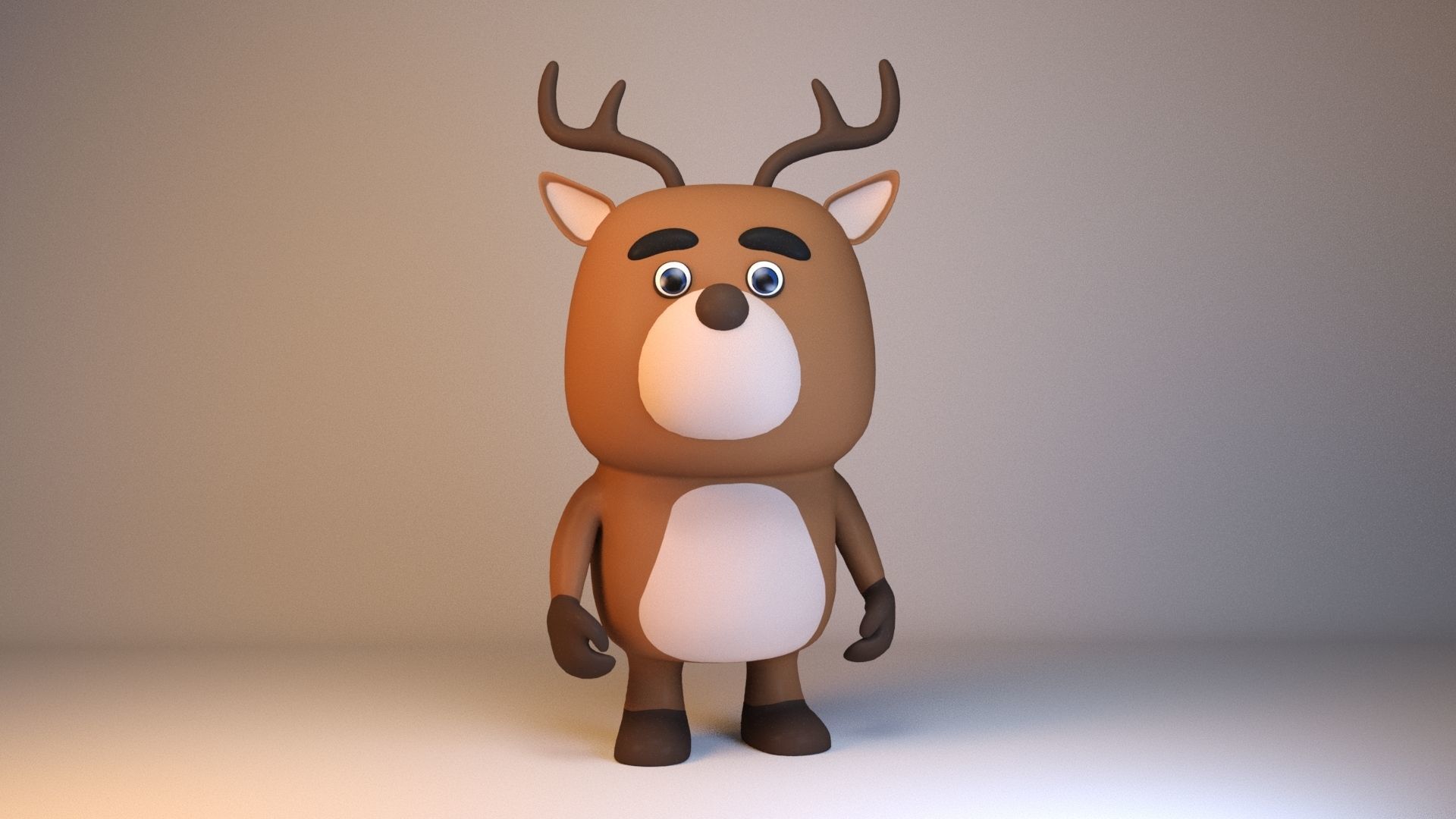 Cartoonish Humanoid Deer Character Low-poly 3D model_1