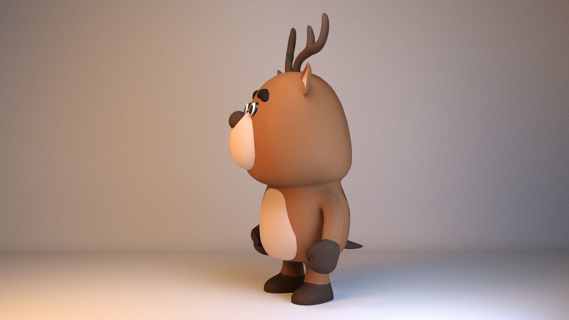 Cartoonish Humanoid Deer Character Low-poly 3D model_4