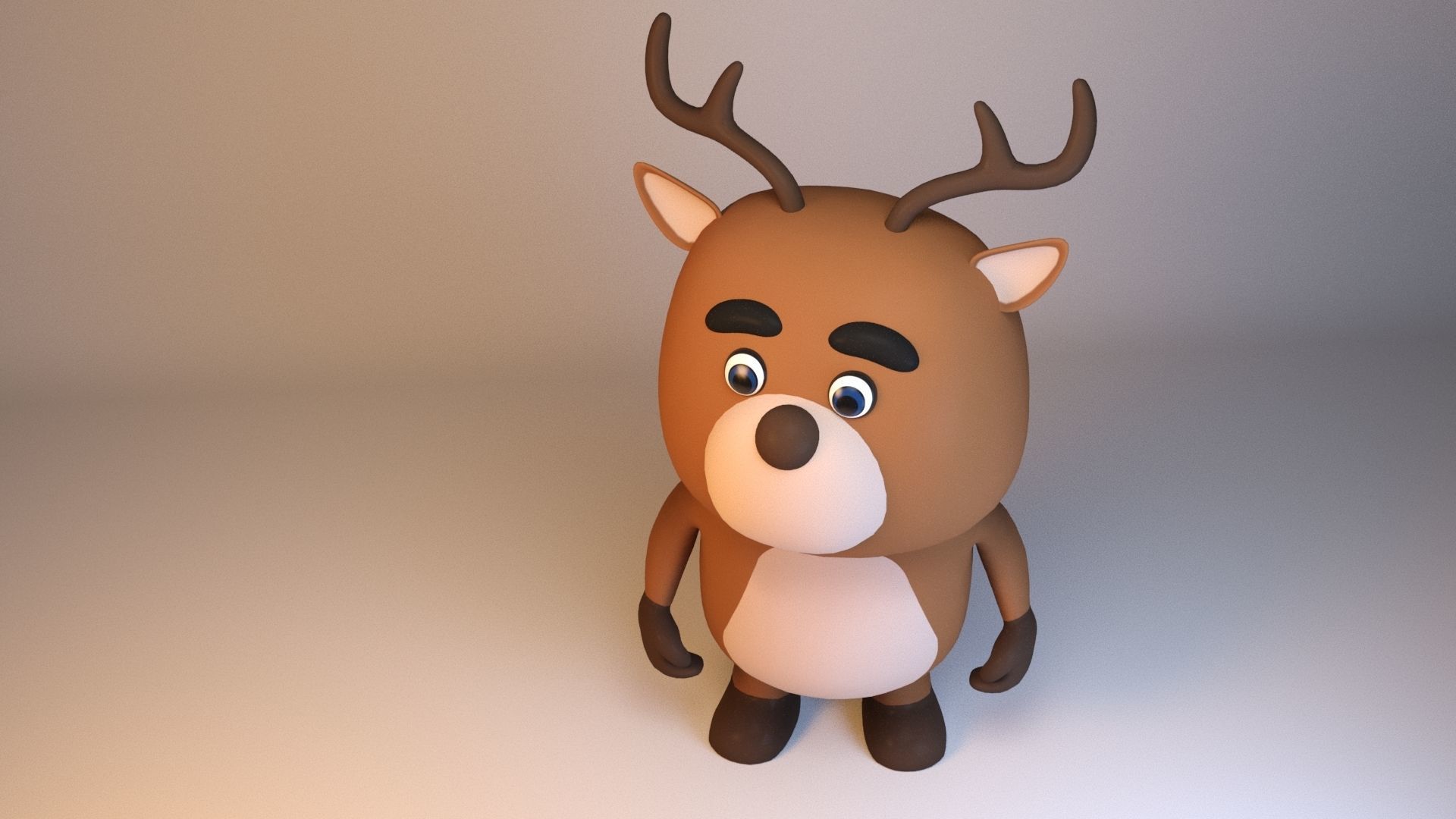 Cartoonish Humanoid Deer Character Low-poly 3D model_5