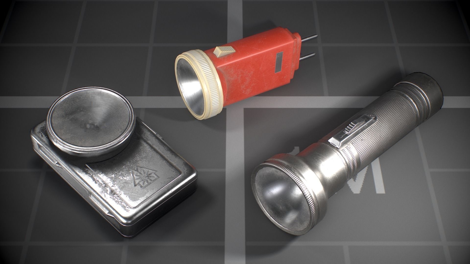 Used Soviet Flashlights Low-poly 3D model_1