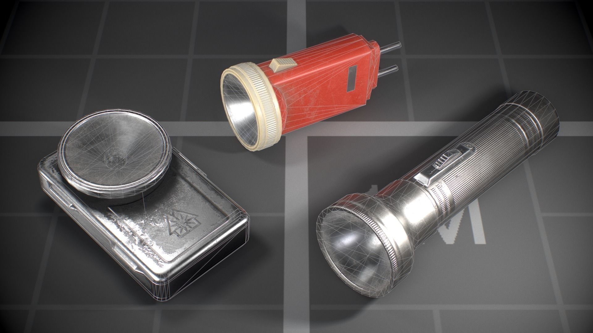 Used Soviet Flashlights Low-poly 3D model_8