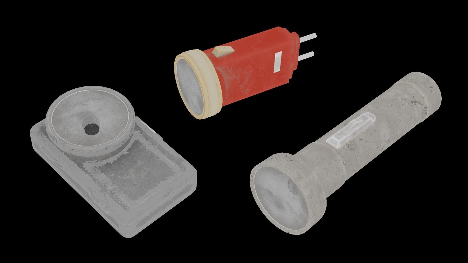 Used Soviet Flashlights Low-poly 3D model_9