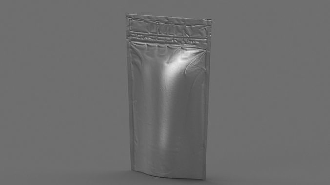 metalic stand up pouch PBR 3D model 2