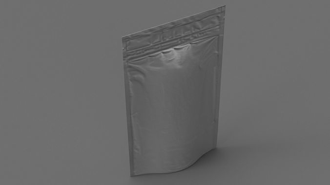 metalic stand up pouch PBR 3D model 4