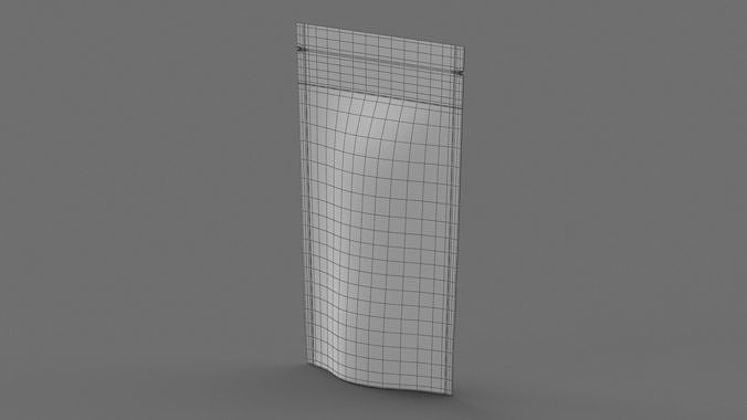 metalic stand up pouch PBR 3D model 7