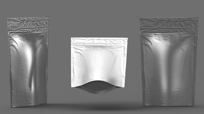 metalic stand up pouch PBR 3D model 5