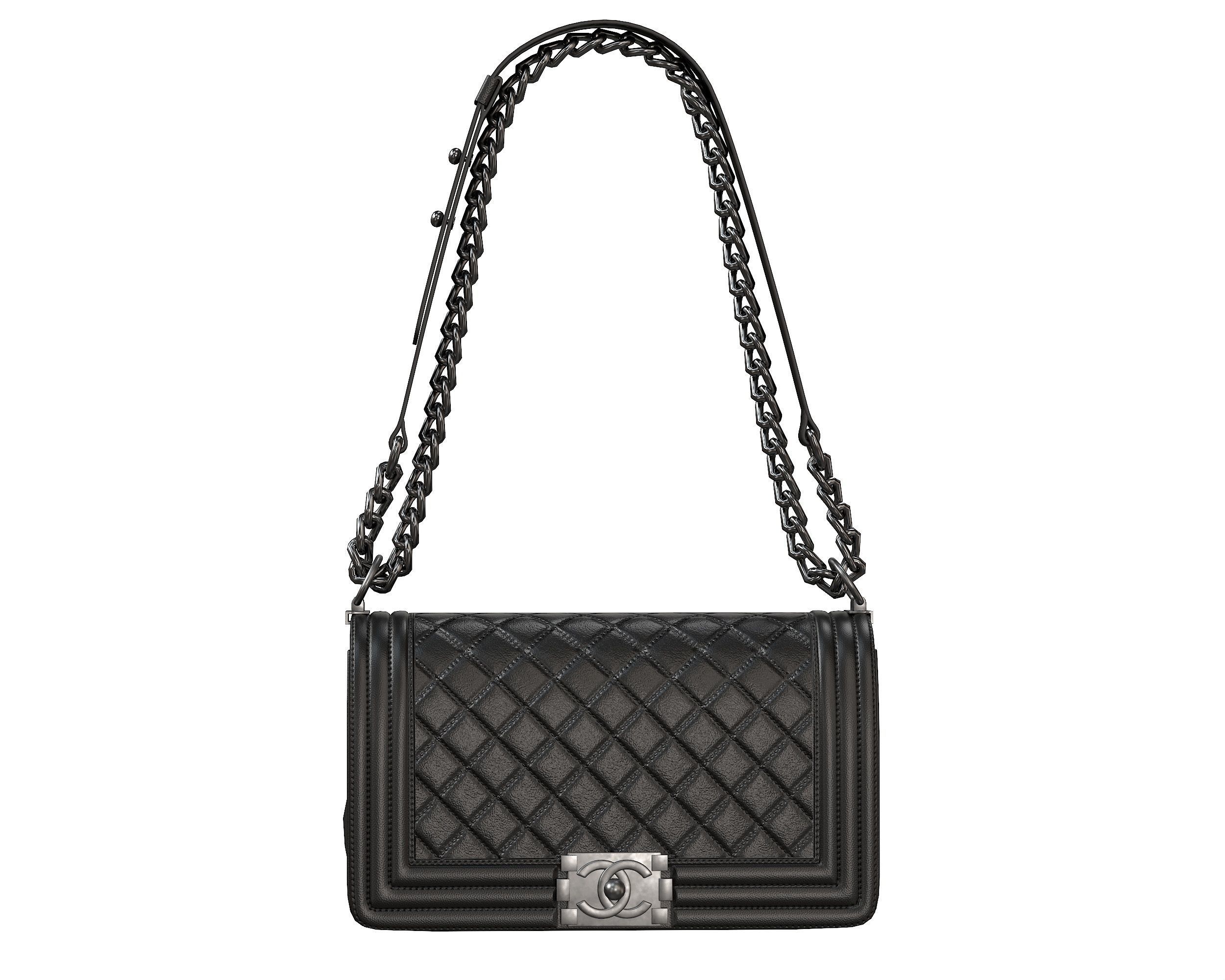 Boy Handbag Black Leather Low-poly 3D model_5