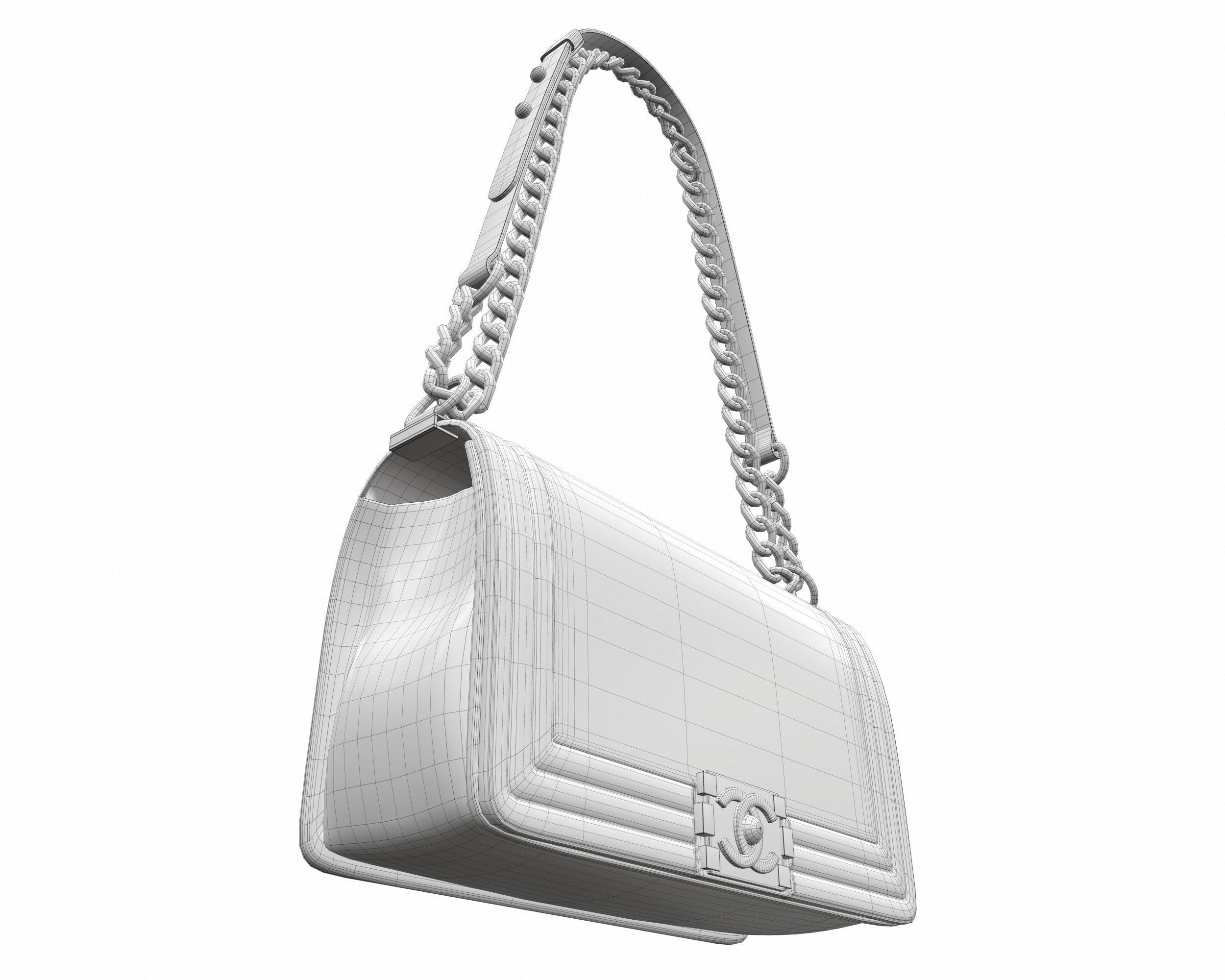 Boy Handbag Black Leather Low-poly 3D model_9